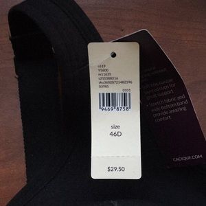 1 black NWT bra. Cacique, 46D no wire